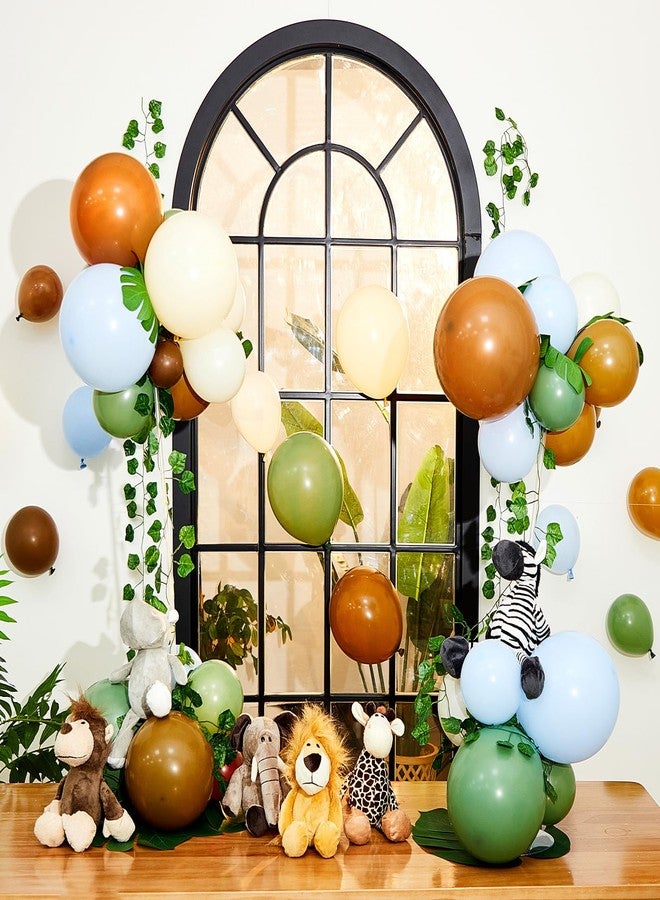 RoundFunny 6 Sets of Safari Baby Shower Decorations Centerpieces Balloons Stand Kit with Plush Jungle Animals Doll and Leafs Wild Animals Decor for Boys Kids Nursery Wild Forest Theme Birthday Party Supplies - Image 4